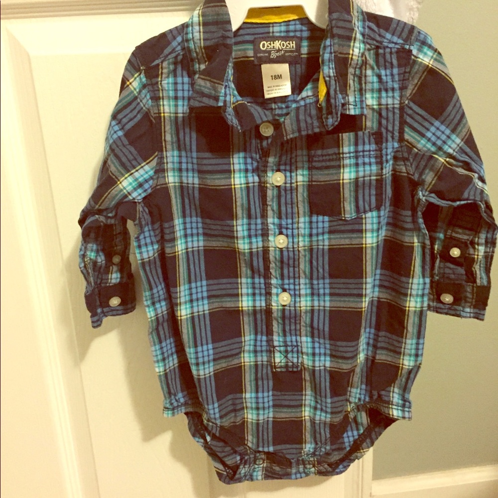 Plaid button up onesie